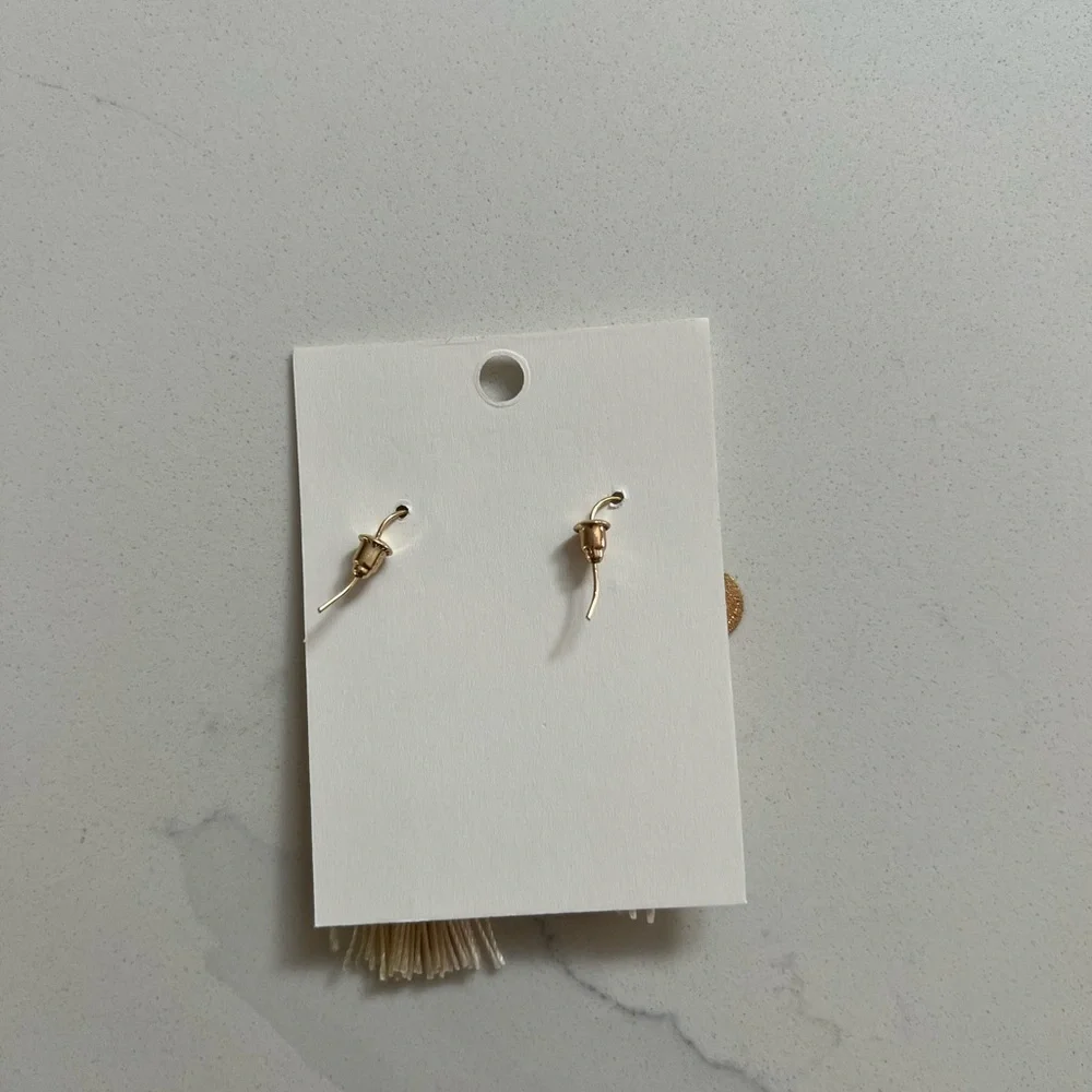 Brand New Cream Tassel Earrings with Gold Tone Accents